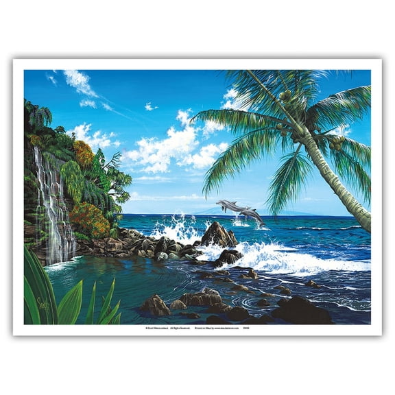 Castaway Cove - Hawaiian Paradise Ocean View - From an Original Color Painting by Scott Westmoreland - Master Art Print (Unframed) 9in x 12in