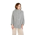 thumbnail image 1 of SAOL 100% Merino Wool Cable Knit Ladies Poncho Sweater (Grey), 1 of 4