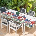 thumbnail image 2 of Independence Day Table Cloths for 8 Foot Rectangle Tables, 4th of July Red Blue Stars Patriotic Patio Waterproof Elastic Fitted Tablecloths, Washable Rectangular Table Cover for Camping, 2 of 8