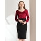 thumbnail image 2 of Allegra K Blusa elegante de satén con cuello en forma de corazón y manga larga para mujer rojo L, 2 of 6