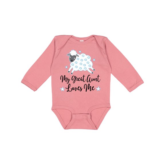 Inktastic My Great Aunt Loves Me Lamb Boys or Girls Long Sleeve Baby Bodysuit