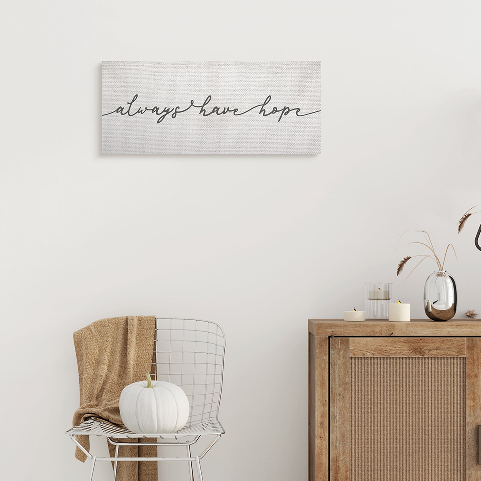 Stupell Industries Always Have Hope Phrase Vintage Cursive Typography Typography Painting Gallery Wrapped Canvas Art Print Wall Art, 10 x 24