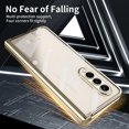 thumbnail image 7 of Dteck for Samsung Galaxy Z Fold 5 Case Hinge Protection Luxury Plating Transparent All-Inclusive Case Bulit-in Screen Protector,Gold, 7 of 7