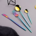 thumbnail image 2 of Juego de cubiertos de acero inoxidable 18/10, vajilla dorada, cuchara, tenedor, arcoíris, tenedores de fruta, juegos de vajilla de cocina Fivean unisex, 2 of 2