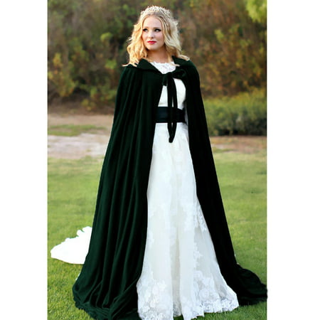 Halloween Hooded Cloak Velvet Witches Princess Death Long Cape Adult Kids Costume Cosplay
