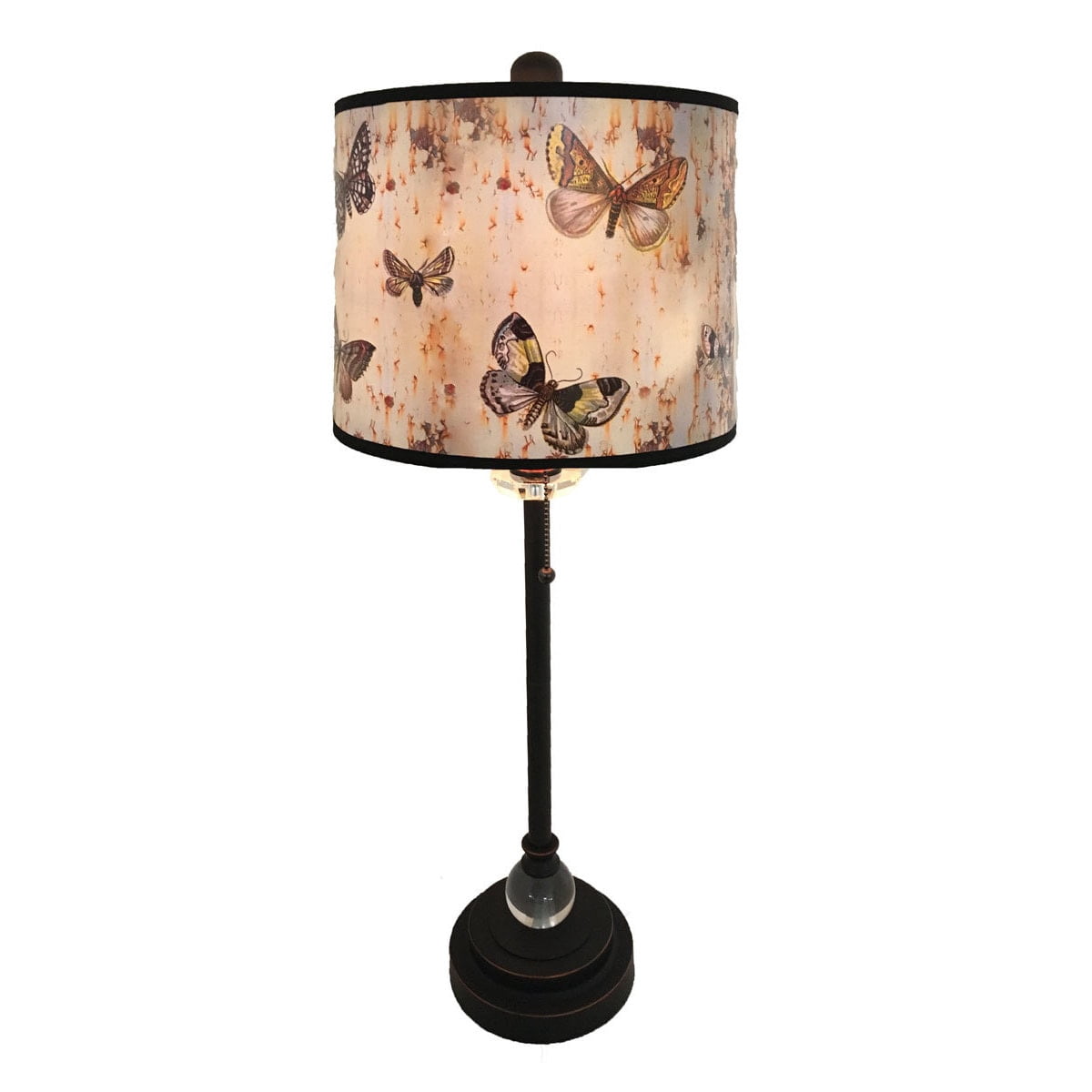 Royal Designs  Oil Rub Bronze Lamp with Butterfly Graphic Lamp Shade 2 Lights