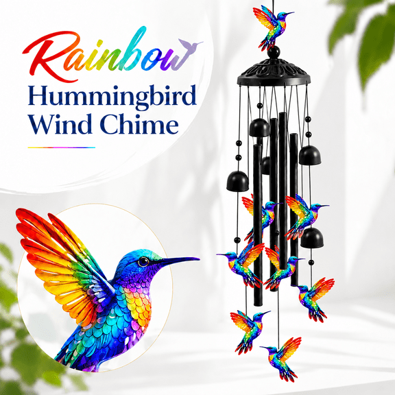 MORAVE Hummingbird Deep Tone Memorial Wind Chimes for Outside, Outdoor Decoration for Patio, Porch and Balcony, Ideal Mother’s Day Gifts for Mom, Grandma, Sister and Women