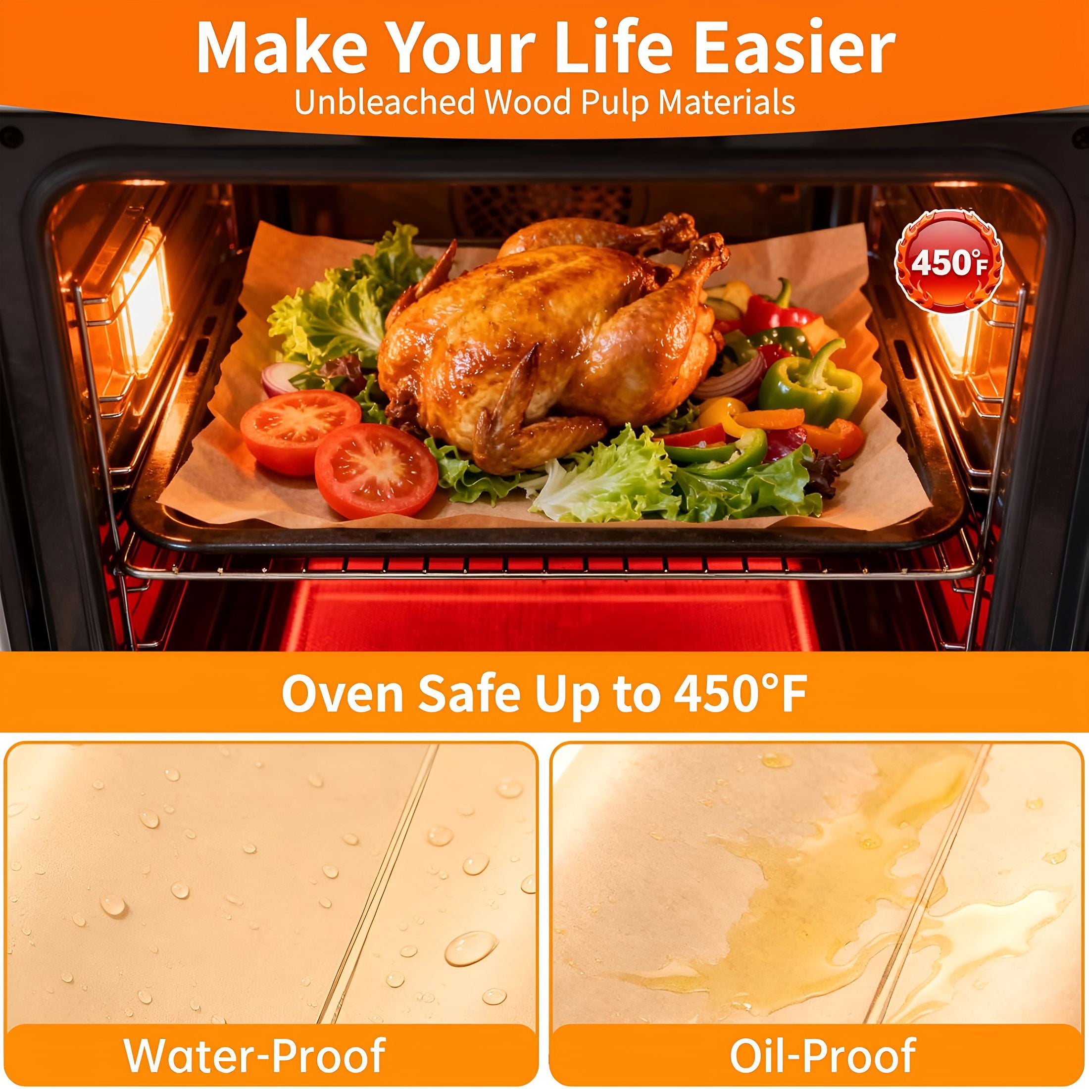 CCOCC Parchment Paper Baking Sheets,12"X16"Unbleached Precut Half Parchment Paper for Baking,Non-Stick Baking Paper for Baking,Grilling,Steaming Bread Cookies,Oven,Air Fryer,Microwave