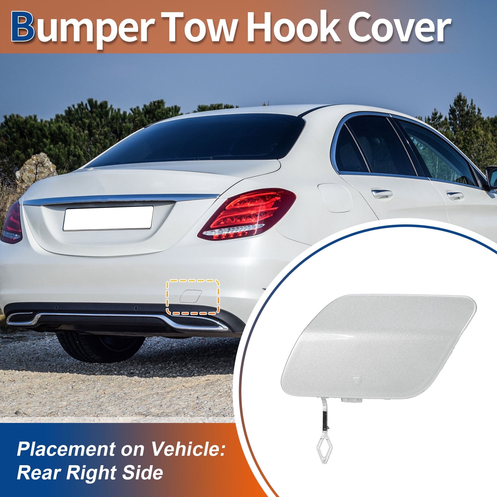Unique Bargains Rear Right Bumper Tow Hook Cover for Mercedes-Benz C-Class W205
