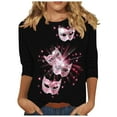 thumbnail image 3 of QATAINLAV Birthday Gifts 2025 Blouse Mardi Gras Tops for Women Daily Tshirt 3/4 Sleeve Blouse Mask Print Top Carnival Costume O Neck Casual Shirt Multicolor XL, 3 of 6