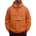 thumbnail image 2 of Men Half Zip Hooded Windbreaker, Drawstring Hood Pullover Jacket with Big Front Pocket, Lightweight Loose Casual Windproof Coat Orange XL(XL), 2 of 9