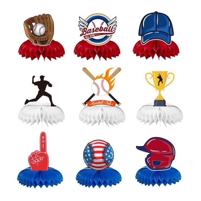 Decoraciones para fiesta de béisbol, 9 piezas, adornos para baby shower para niño, regalos con temática deportiva, papel