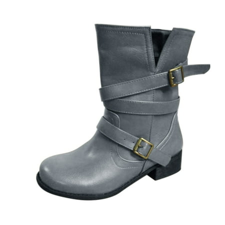 

ZIZOCWA Western Shoes Sexy Boots For Women With Heel Heel Round Belt Ankle Boots Buckle Thick Toe Boots Women S Shoes Women S Boots Suede Short Boots For Women