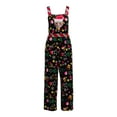 Women Christmas Overalls Sleeveless Velvet Wide Leg Romper Pants Santa