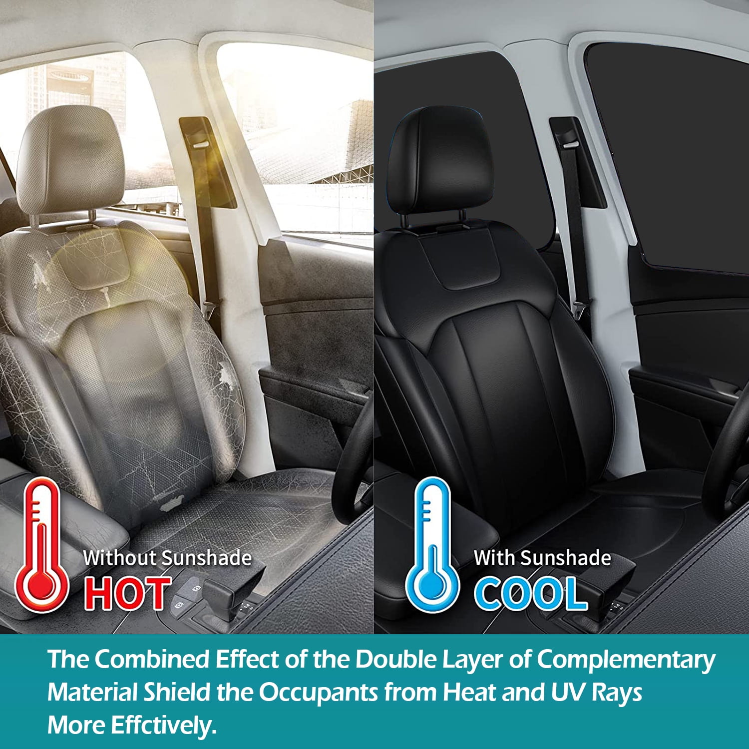 4Pcs Magnetic Car Side Window Sun Shades, IC ICLOVER Car Front and Rear Window Sunshades Privacy Curtains, Baby Car Window Shade sunscreen 100% Block Sunlight Cover Shield UV Protection