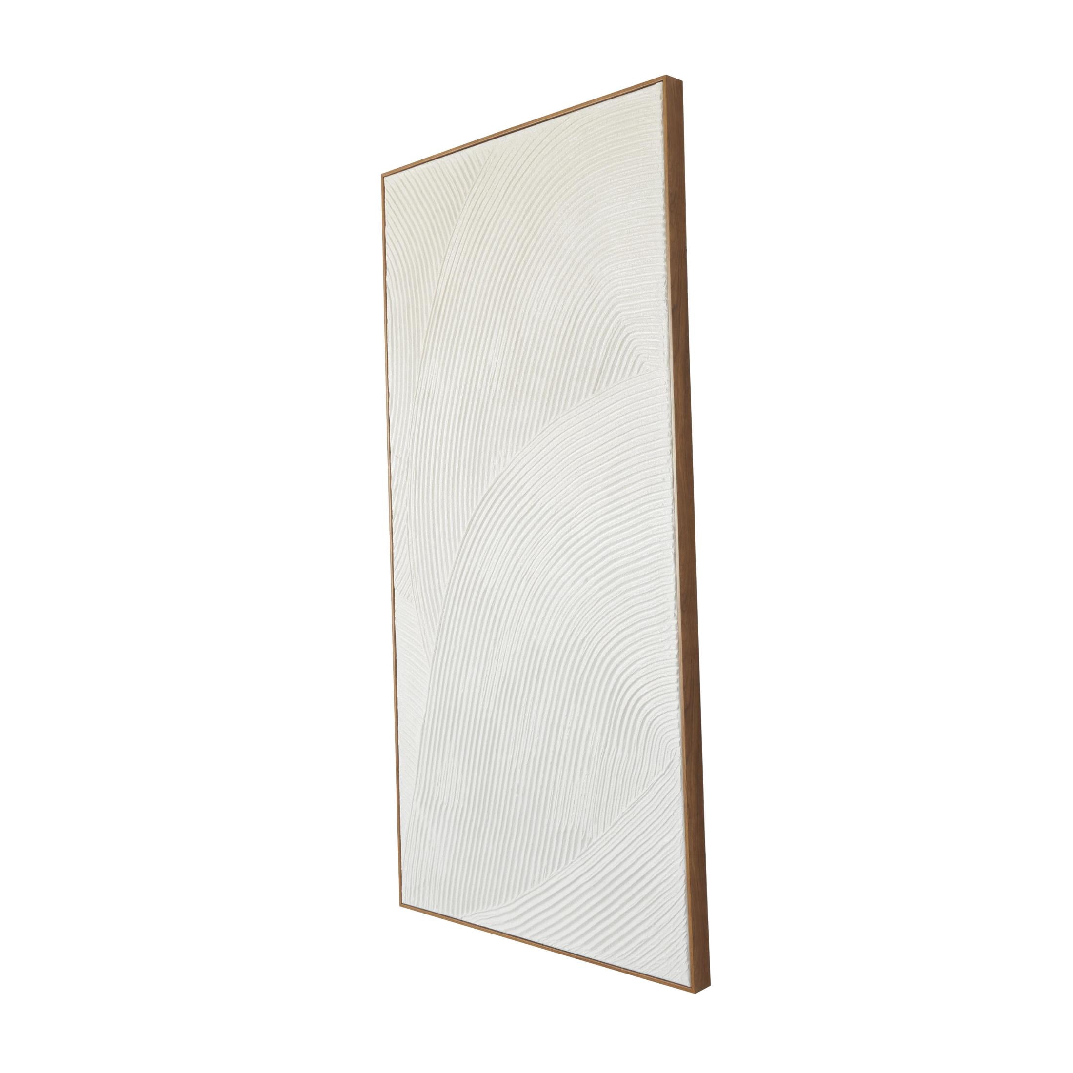 24" x 47" Curved Sand Art Abstract Framed Wall Art with Brown Wood Frame, by DecMode