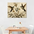 thumbnail image 2 of JRXY  Vintage Bird Painting Wall Decor Black and Gold Hummingbird with Flower Canvas Wall Art Retro Birds Picture Poster with Frame Home Living Room Bedroom Ready to Hang 16x12in, 2 of 6
