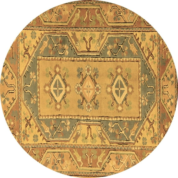 Ahgly Company Indoor Round Oriental Brown Traditional Area Rugs, 3' Round