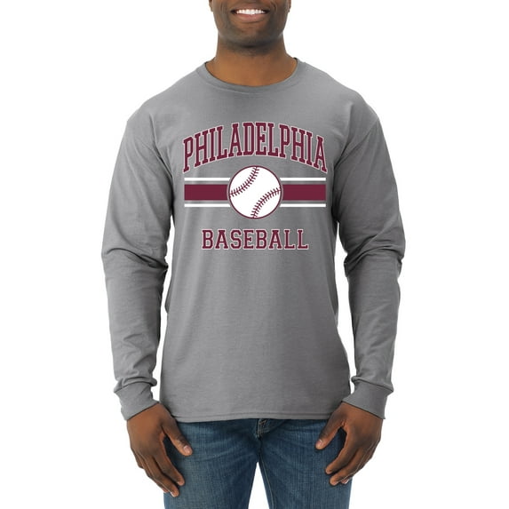 Wild Bobby City of Philadelphia Baseball Fantasy Fan Sports Men's Long Sleeve T-Shirt, Heather Grey, Large