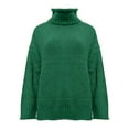 thumbnail image 3 of Green Womens Sweatshirt Women's High Neck Large Sweater Batwing Long Sleeve Pullover Loose Knit Pullover Sweater Fall Clothes for Women, 3 of 4
