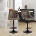 thumbnail image 2 of PU Leather Modern Bar Stools Set of 2, Adjustable Swivel Counter Height Barstools with Back and Footrest, Armless Kitchen Island Stool Dining Chairs, Sturdy Base Dia 41cm, Brown, 2 of 9