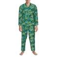 thumbnail image 3 of Naloa Jungle Leopard Men’s Pajamas Set - Long Sleeve Button Down Sleep Shirt and Pajama Bottoms Sleepwear Set-XX-Large, 3 of 7