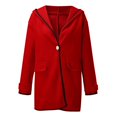 thumbnail image 5 of Women's Thick Wool Hooded Cardigan, Solid Color Windbreaker Outerwear, Casual Daily Jacket, Red, XXXL, 5 of 5