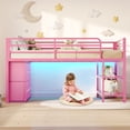 thumbnail image 5 of Amuzer Twin Loft Bed with 6 Storage Drawers,Open Storage Shelves, Low Metal Loft Bed with LED Lights,Twin Size Bed Frame with 15" H Safety Guardrail,Stairs,Pink, 5 of 8