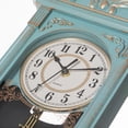thumbnail image 6 of Clockswise Vintage Grandfather Wood-Looking Plastic Pendulum Decorative Battery-Operated Wall Clock, for Office, Home Decor, Living Room, Kitchen, or Dining Room, Blue with Gold Distressed Design, 6 of 8