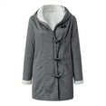 thumbnail image 4 of Zpanxa Plus Size Winter Coats for Women Solid Velvet Coat Long Sleeve Horn Buckle Pocket Overcoat Tops Lightweight Warm Hooded Jacket Outwear Gray XXL, 4 of 5