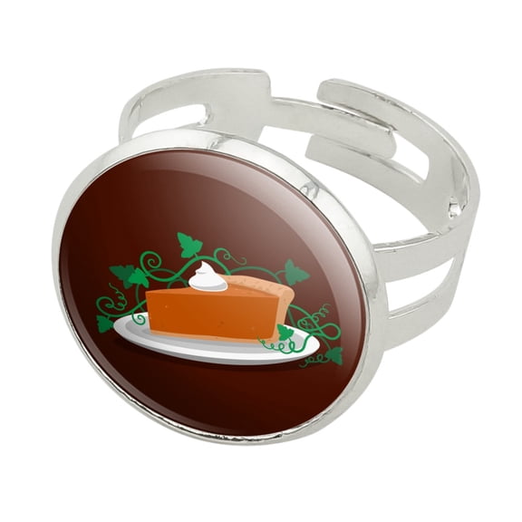Pumpkin Pie Silver Plated Adjustable Novelty Ring