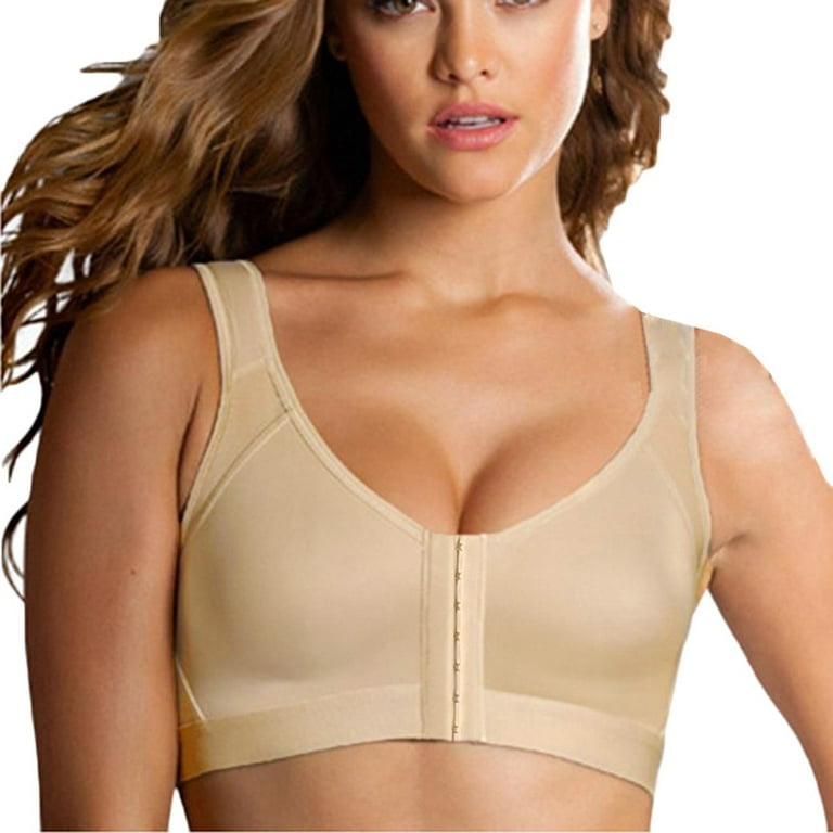 TQWQT Women's Full Coverage Front Closure Wire Free Back Support