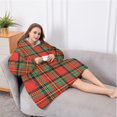 thumbnail image 5 of Oversized Wearable Blanket Hoodie,Red Green Checkerboard Checkered Pattern Sherpa Blanket Hoodie with Super Pockets,Super Warm Fuzzy Pullover for Women & Men, 5 of 6