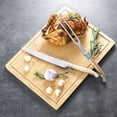 thumbnail image 3 of French Home 2 Piece Connoisseur Laguiole Olive Wood Carving Knife and Fork and Bamboo Cutting Board with Moat, 3 of 4