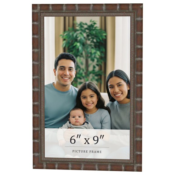 6x9 Dark Brown Bamboo Real Wood Picture Frame Width 1.5 inches | Interior Frame Depth 0.5 inches |