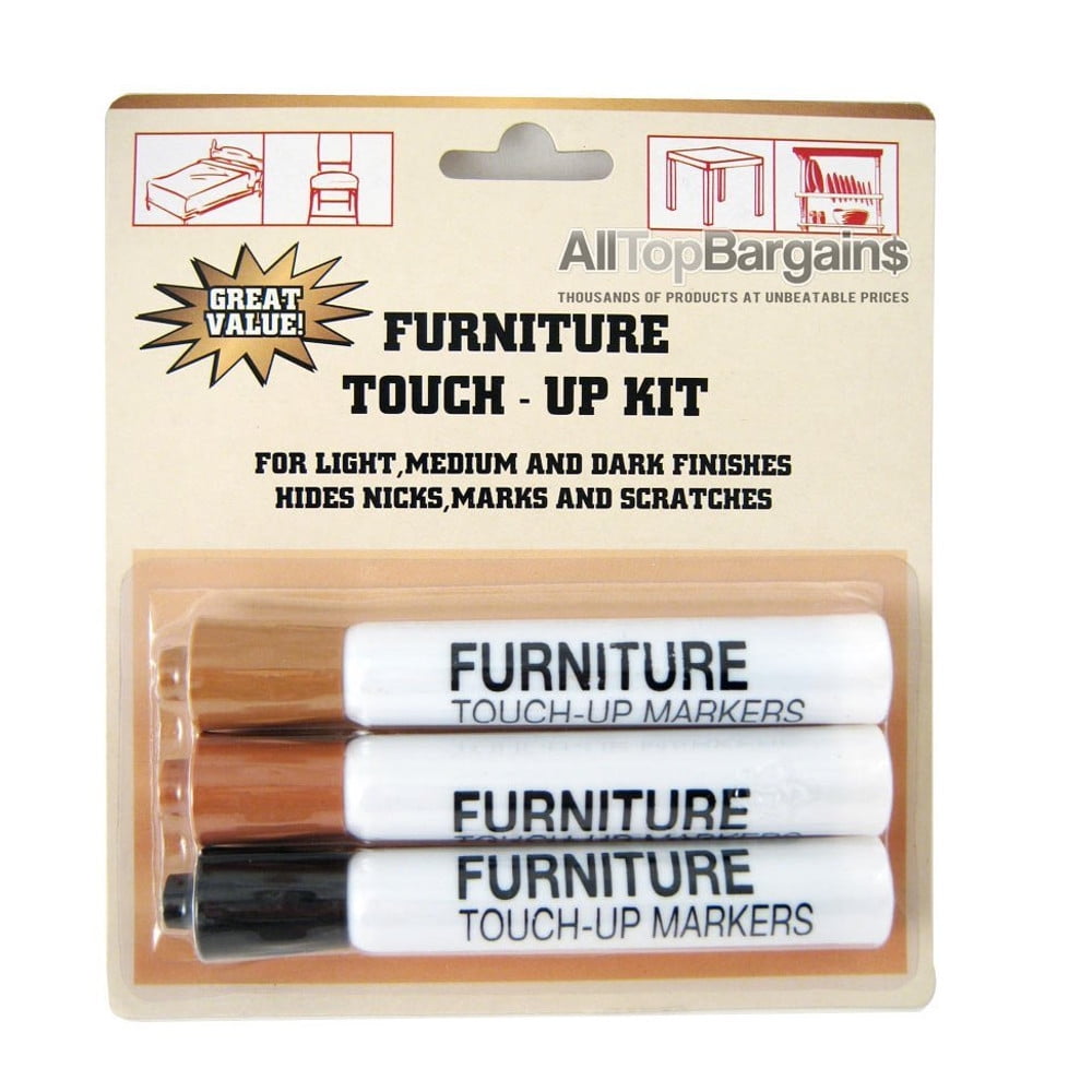 Furniture Touchup Marker Kit For Wood Repair From Scratches (3 Piece