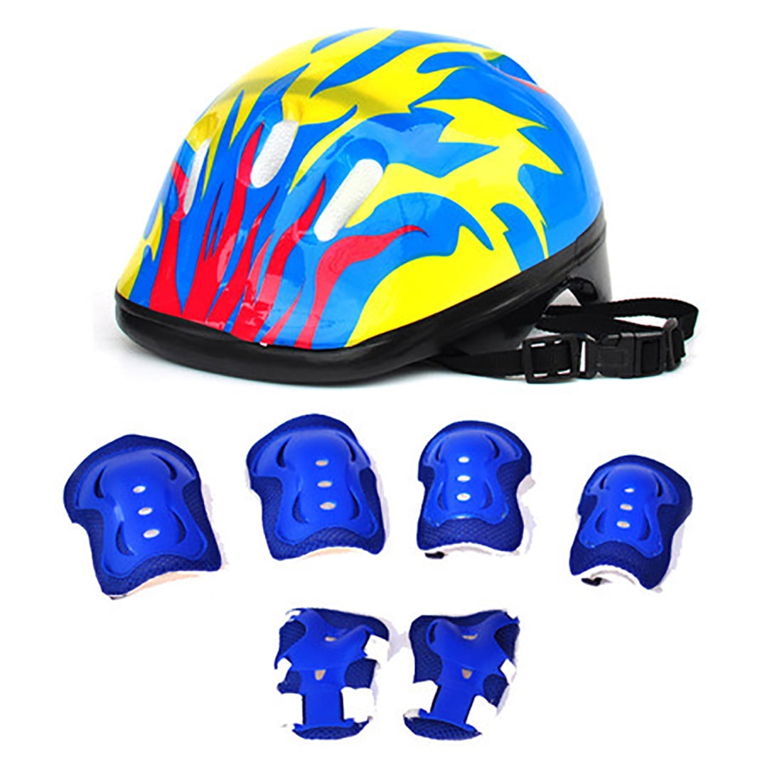 7pcs Elbow Wrist Knee Pads and Helmet Sport Safety Protective Gear Guard for Children Skateboard Skating Cycling Riding... by