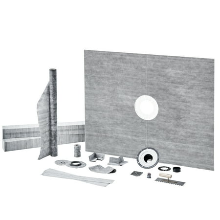 KFFKFF 60x48" Shower Curb Kit Shower Pan Kit with 2" Central Flange ABS Waterproof