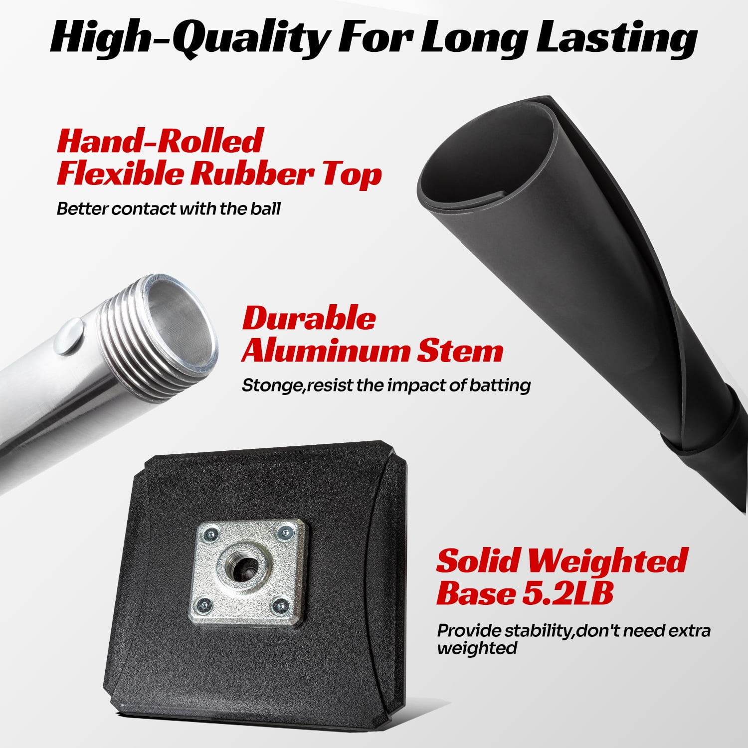 FITPLAY Portable Batting Tee, Adjustable Height 25-37", Hitting Tee for Baseball and Softball