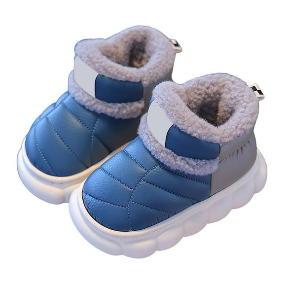 Otqutp Kids Girls Boys Snow Boots Outdoor Warm Non Slip Indoor Warm Shoes Small Large Children's Winter Shoes for Cold Weather Outdoor(Blue,2.5-3 Years)