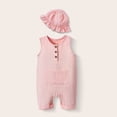 thumbnail image 2 of Mnyotv Summer Outfits for Infants Cotton Sleeveless Vest Romper and Hats Baby Boy Clothes Size 0-3 Months, 2 of 6