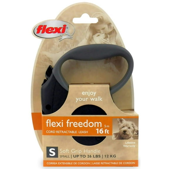 Flexi Freedom Cord Retractable Leash  Small 26 lbs.  Black/Black 16 ft._DX