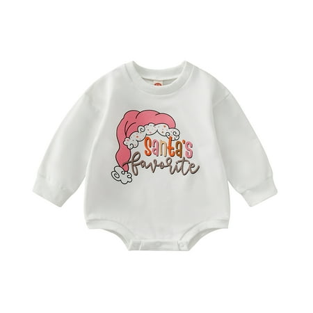

PDYLZWZY Kids Baby Girls Boys Christmas Romper Cartoon Santa Print Long Sleeve Sweatshirt Jumpsuit Clothes 0-3 Months