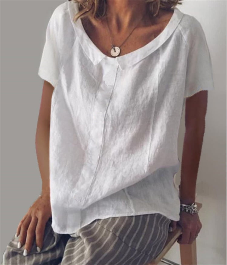 Round Neck Short-Sleeved Cotton 