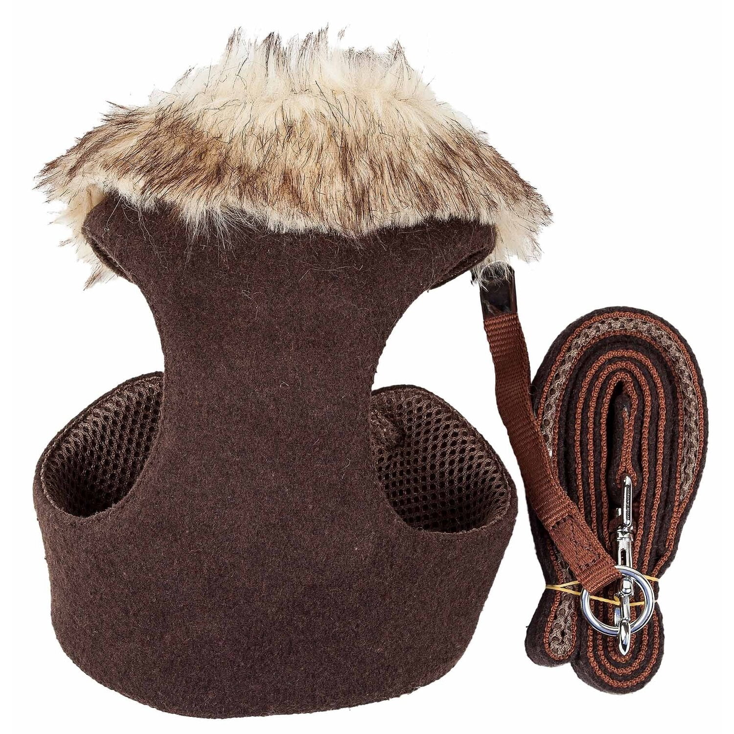 Pet Life ® Luxe 'Furracious' 2-In-1 Adjustable Dog Harness and Leash with Detachable Fur Collar