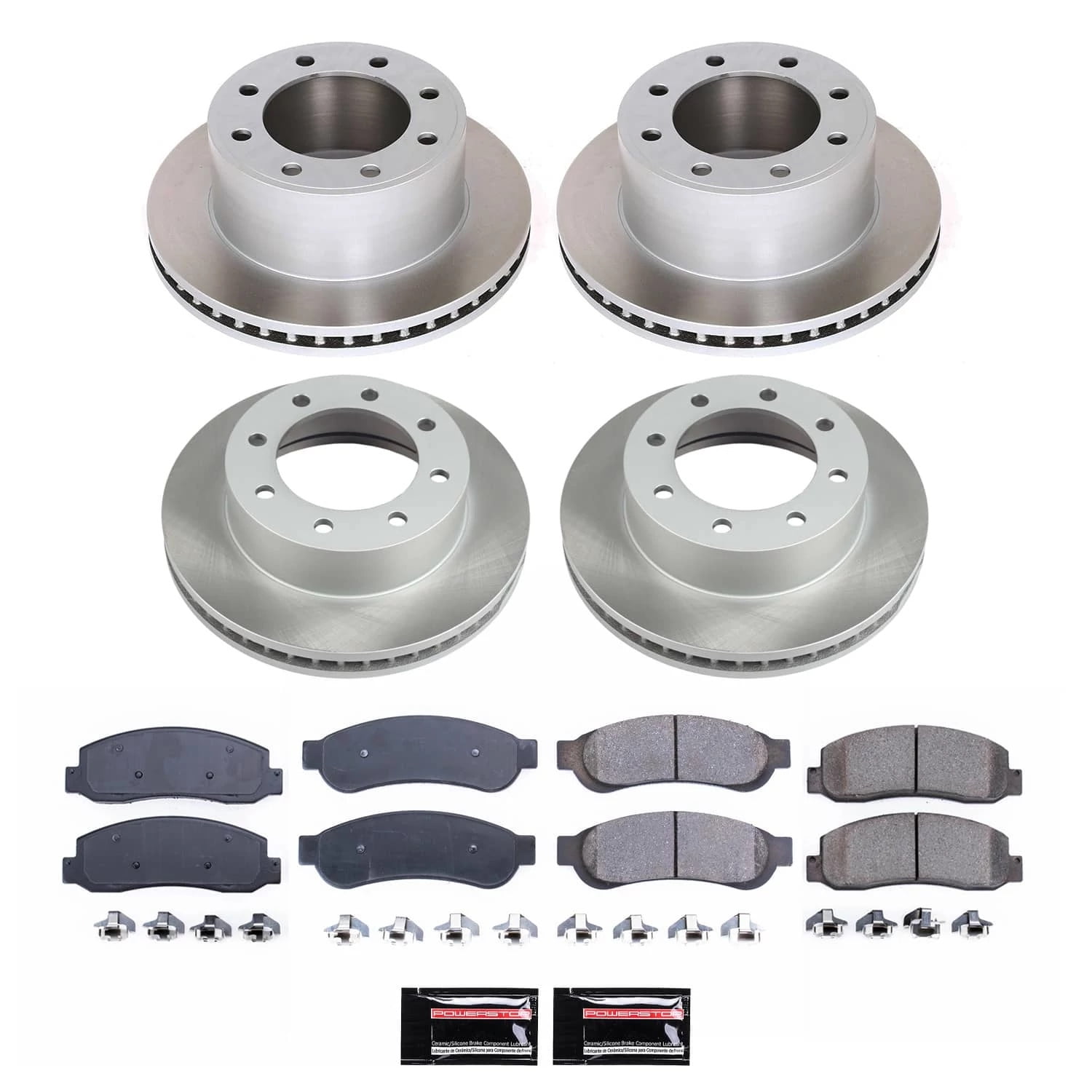 PowerStop Front and Rear Semi-Coated Rotor and Low-Dust Ceramic Brake Pad Kit SC5573