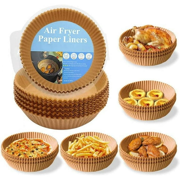 delpattern Air Fryer Paper Liners, Heat Resistant Non-Stick Parchment Paper, 7.9", 100 Pieces