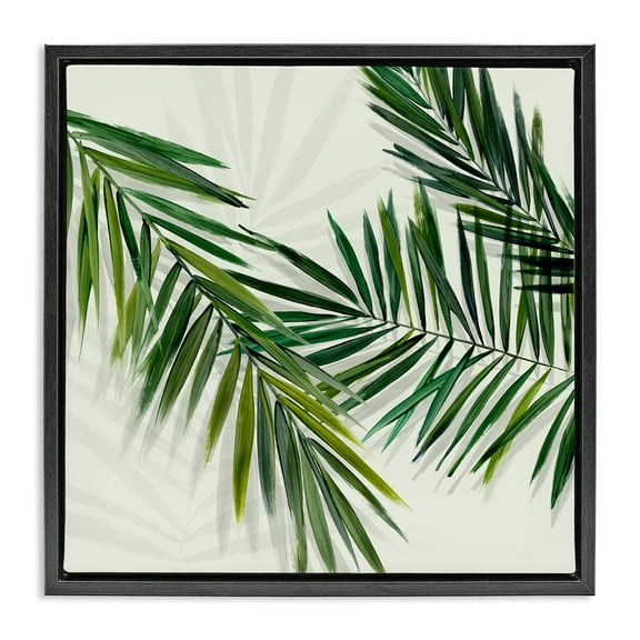 Stupell Industries Tropical Palms with Shadows Plants & Flowers Painting Black Floater Framed Canvas Art Print Wall Art, 18 x 18