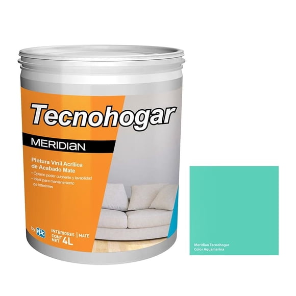 Pintura Meridian Tecnohogar Color Aquamarina 4 Litros