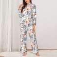 thumbnail image 2 of KLL Lilies Flowers Print Women's Long Sleeve Pajamas with Pants Sleepwear Loungewear 2 Set-X-Large, 2 of 7